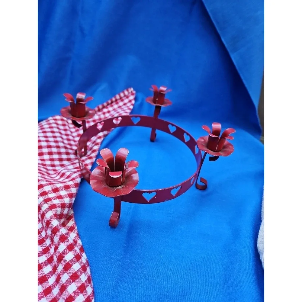Vintage Taper Candle Holder‎ Primitive Cottagecore Romantic Ring Centerpiece